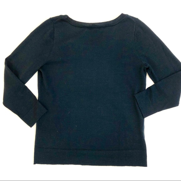 LOFT Navy Jeweled 3/4 Sleeves Crewneck Sweater - Picture 7 of 7
